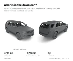 Question card: What is in the download? Toyota Fortuner 2011-2015 1st Gen Full Vehicle 3D Model (STL)