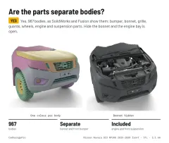 Question card: Are the parts separate bodies? Nissan Navara 2015-2020 D23 Front End 3D Model (STL)
