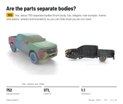 Question card: Are the parts separate bodies? Ford Ranger 2022+ Next-Gen Full Vehicle 3D Model (STL)