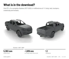 Question card: What is in the download? Renault Alaskan Full Vehicle 3D Scan (STL)