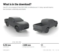 Question card: What is in the download? Isuzu D-Max 2012-2016 2nd Gen Full Vehicle 3D Model (STL)