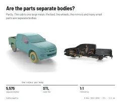 Question card: Are the parts separate bodies? Isuzu D-Max 2012-2016 2nd Gen Full Vehicle 3D Model (STL)