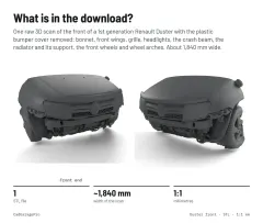 Question card: What is in the download? Renault Duster 1st Gen Front End 3D Scan (STL)