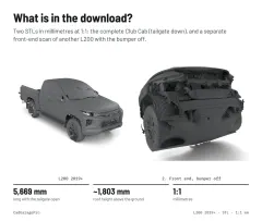 Question card: What is in the download? Mitsubishi L200 2019+ 5th Gen Triton Full Vehicle 3D Scan (STL)