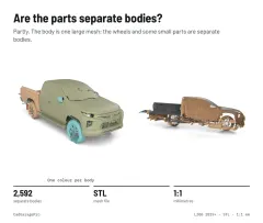Question card: Are the parts separate bodies? Mitsubishi L200 2019+ 5th Gen Triton Full Vehicle 3D Scan (STL)