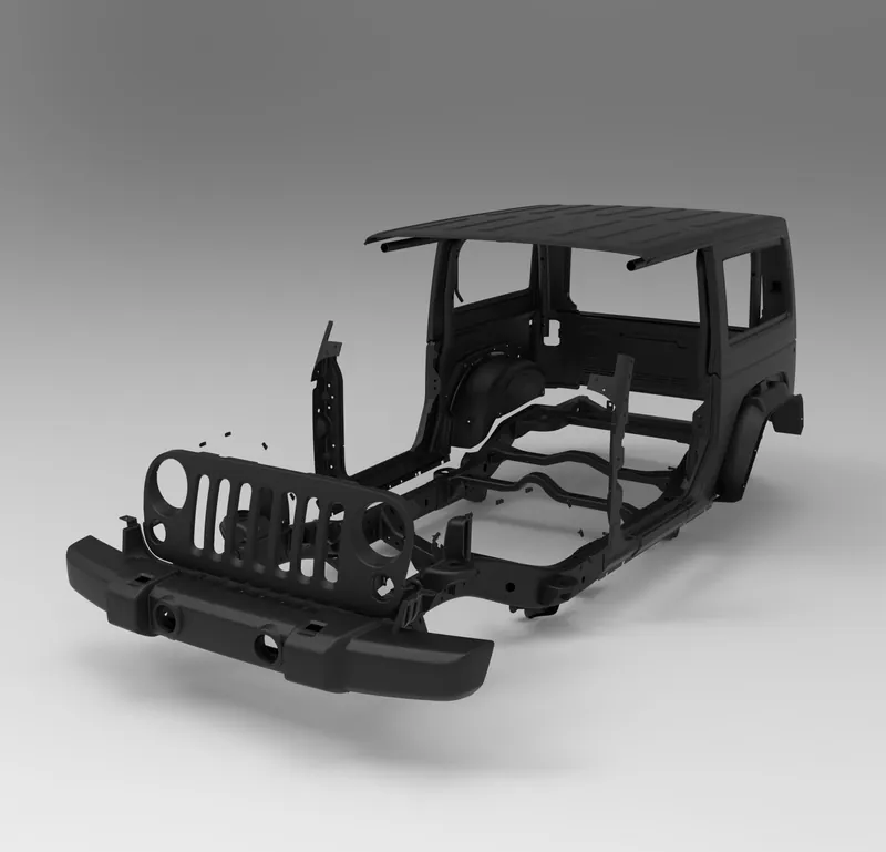 Render of the Jeep Wrangler JK 2007-2018 Full Vehicle STEP CAD Model file