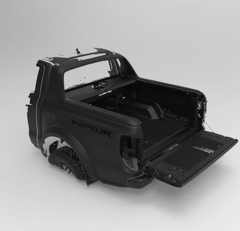 Render of the Ford Ranger Raptor PX3 2019+ Bed and Rear End 3D Scan file