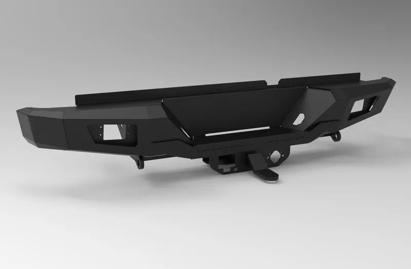 Render of the rear bumper design in the included CAD files, Ford Ranger Next Gen (T6.2 / P703) 2022-2025 Rear Bumper Fabrication Plans