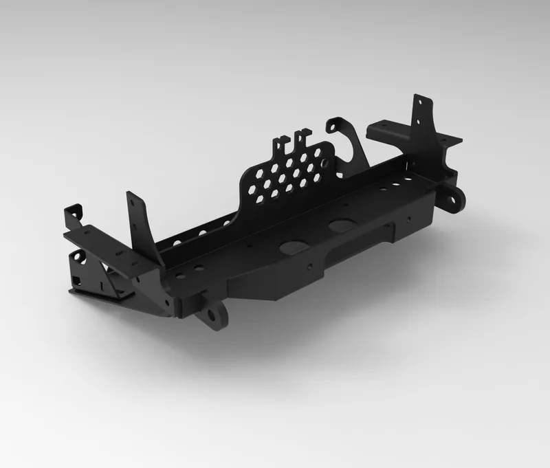 Render of the winch plate and skid plate design in the included CAD files, Jeep Cherokee KJ Winch Plate and Skid Plate Fabrication Plans