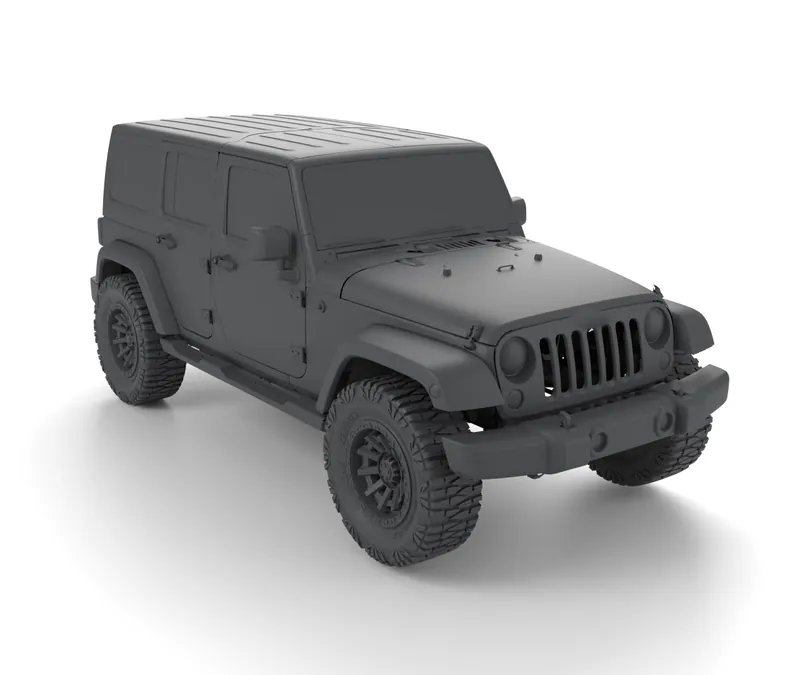 Render of the Jeep Wrangler 2007-2018 JK Unlimited Full Vehicle 3D Scan (STL) file